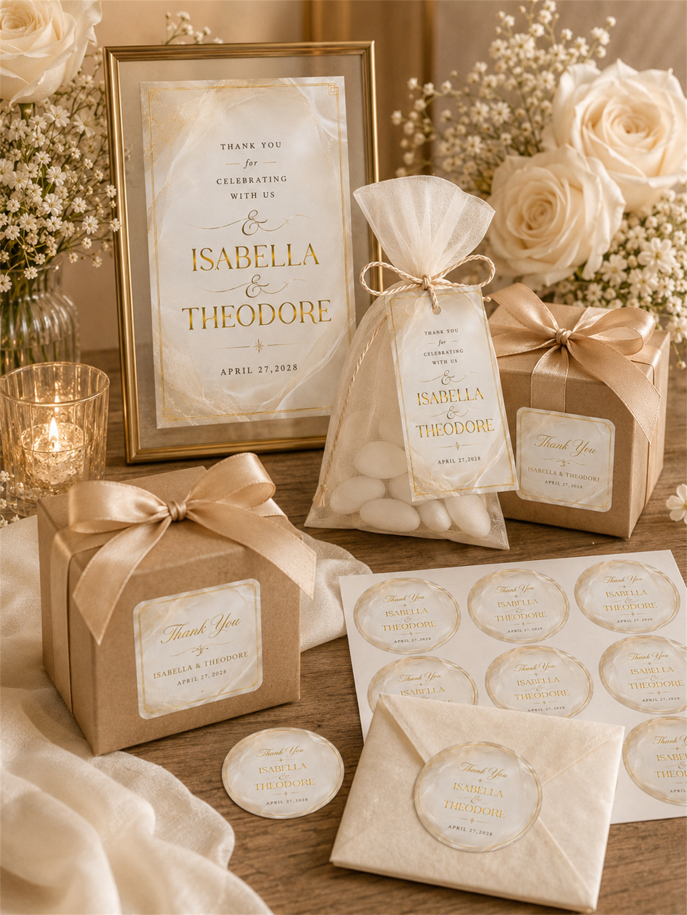 Customized luxurious marble gold wedding decorations - suitable for ceremony and banquet decoration